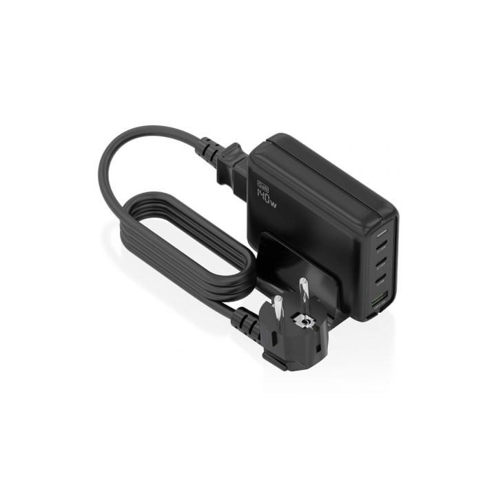 Cargador Sobremesa GaN Aisens ASCH-140W4P056-BK/ 3xUSB Tipo-C/ 1xUSB/ 140W