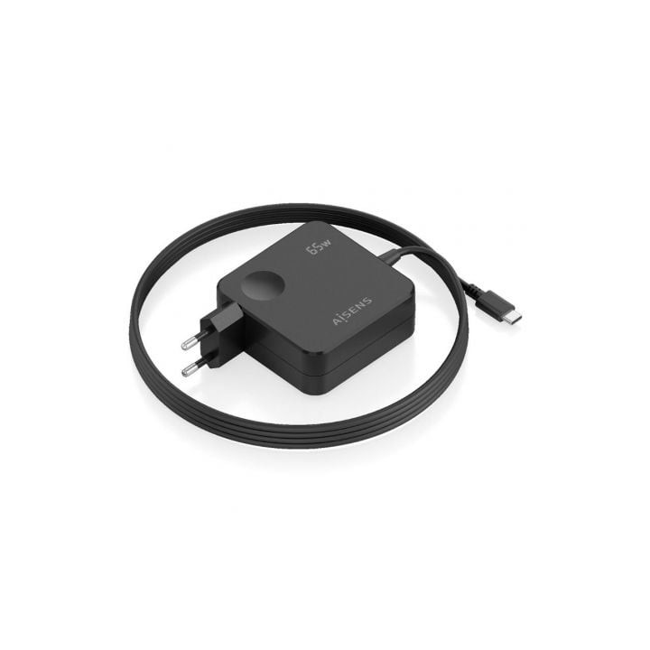Cargador de Pared Aisens ASCH-1PD65WL80-BK/ 1xUSB Tipo-C/ 65W/ Negro