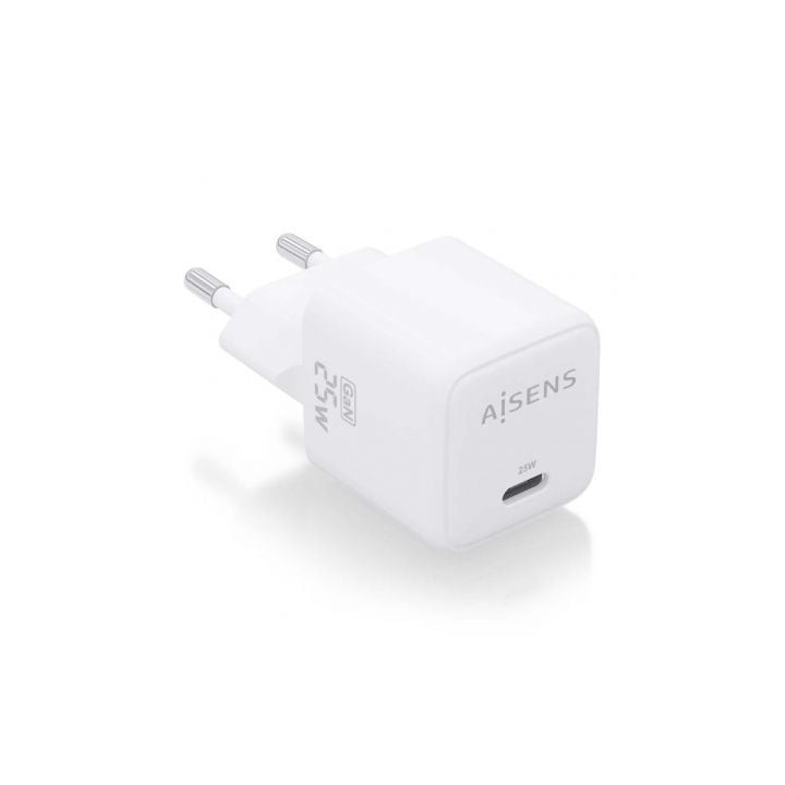 Cargador de Pared GaN Aisens ASCH-25W1P012-W/ 1xUSB Tipo-C/ 25W