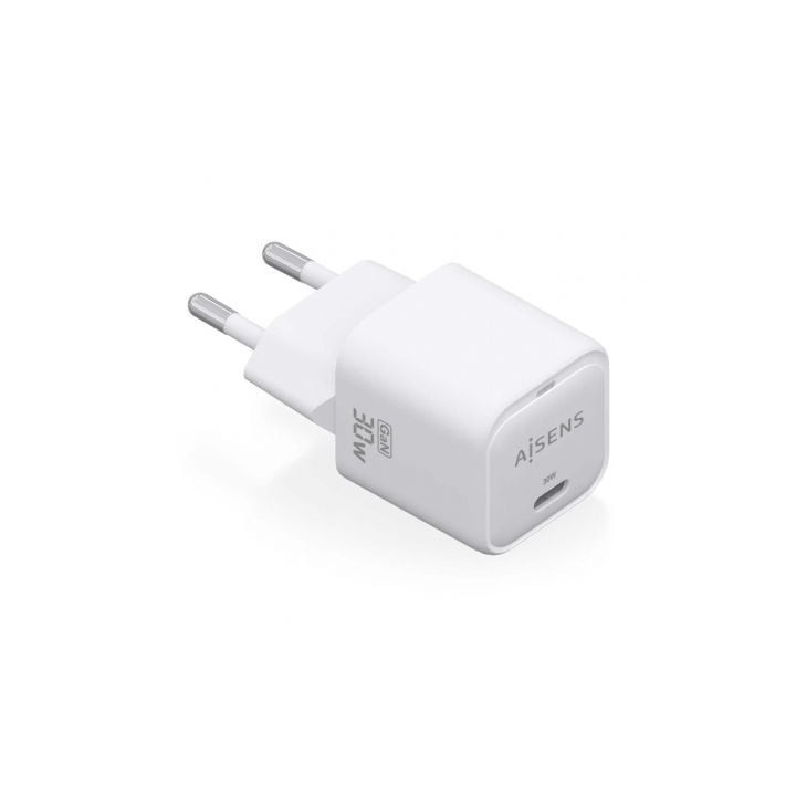 Cargador de Pared GaN Aisens ASCH-30W1P018-W/ 1xUSB Tipo-C/ 30W