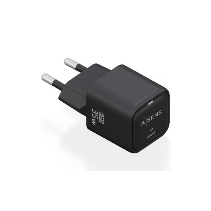Cargador de Pared GaN Aisens ASCH-35W1P023-BK/ 1xUSB Tipo-C/ 35W