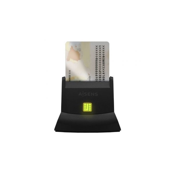 Lector de DNI y Tarjetas Aisens ASCR-SN05-BK/ USB 2.0/ Negro