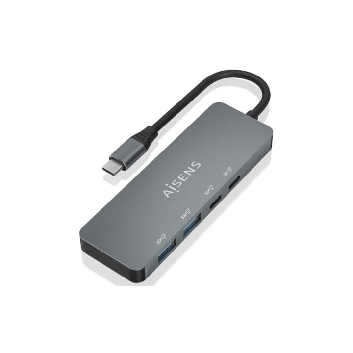 Hub USB Tipo-C Aisens A109-0694/ 2xUSB/ 2xUSB Tipo-C/ Gris