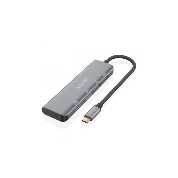 Hub USB Tipo-C Aisens A109-0763/ 2xUSB/ 2xUSB Tipo-C/ Gris
