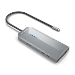 Docking USB Tipo-C Aisens ASUC-12P005-GR/ 2xHDMI 4K/ 3xUSB/ 2xUSB Tipo-C/ 1xRJ45/ 1xAudio/ 1xLector Tarjetas/ 1x Jack/ 1xUSB Ti