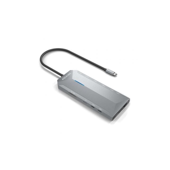 Docking USB Tipo-C Aisens ASUC-12P005-GR/ 2xHDMI 4K/ 3xUSB/ 2xUSB Tipo-C/ 1xRJ45/ 1xAudio/ 1xLector Tarjetas/ 1x Jack/ 1xUSB Ti