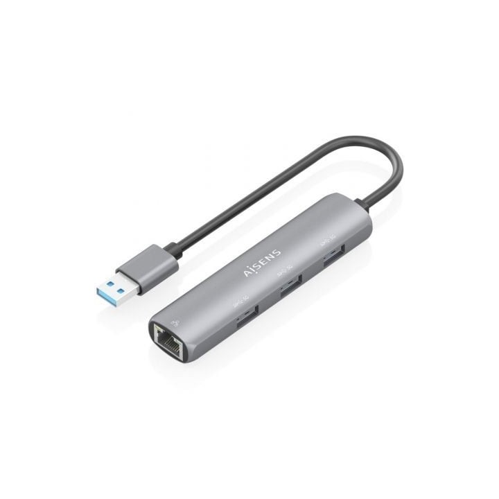 Hub USB Aisens ASUC-4P034-GR/ 3xUSB/ 1xRJ45/ Gris
