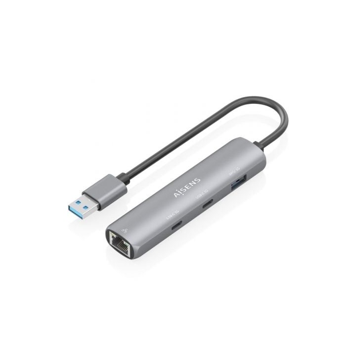 Hub USB Aisens ASUC-4P036-GR/ 2xUSB Tipo-C/ 1xUSB/ 1xRJ45/ Gris