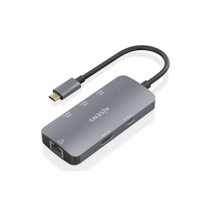 Docking USB Tipo-C Aisens ASUC-6P019-GR/ 1xHDMI 4K/ 3xUSB/ 1xRJ45/ 1xUSB Tipo-C PD/ Gris