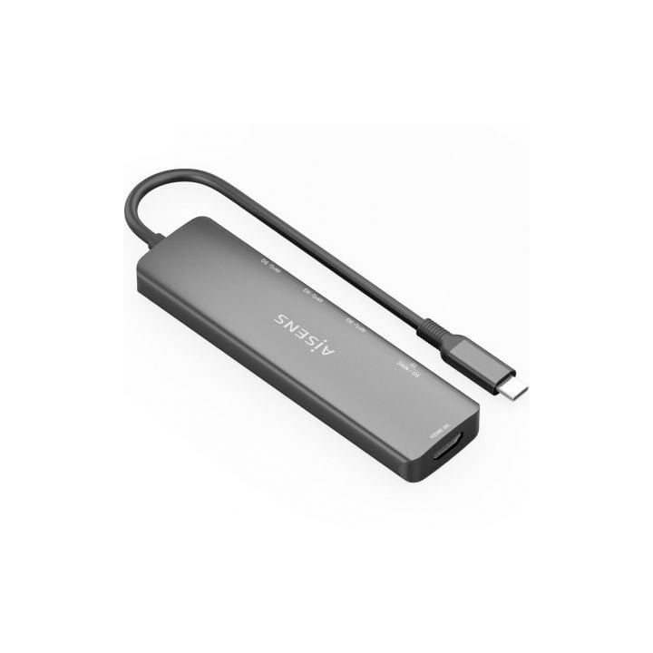 Docking USB Tipo-C Aisens ASUC-6P024-GR/ 1xHDMI 4K/ 3xUSB/ 1xLector Tarjetas/ Gris