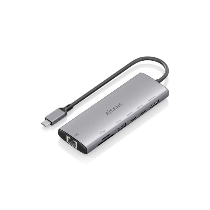 Docking USB Tipo-C Aisens ASUC-7P032-GR/ 1xHDMI 4K/ 1xUSB/ 2xUSB Tipo-C/ 1xRJ45/ 1xLector Tarjetas/ Gris