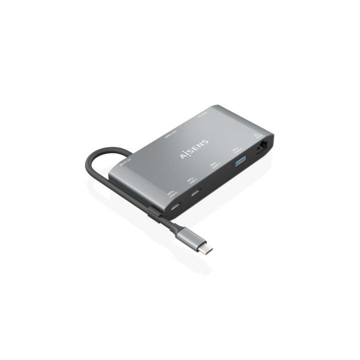 Docking USB Tipo-C Aisens ASUC-8P010-GR/ 1xHDMI 4K/ 1xVGA/ 2xUSB/ 1xRJ45/ 2xUSB Tipo-C/ 1xUSB Tipo-C PD/ Gris