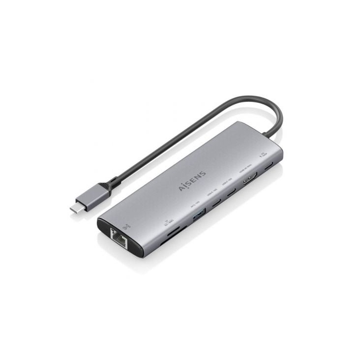 Docking USB Tipo-C Aisens ASUC-8P033-GR/ 1xHDMI 4K/ 1xUSB/ 2xUSB Tipo-C/ 1xRJ45/ 1xLector Tarjetas/ 1xUSB Tipo-C PD/ Gris