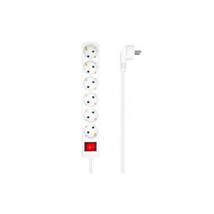 Regleta con Interruptor Aisens A154-0535/ 6 Tomas de Corriente/ Cable 1.4m/ Blanco
