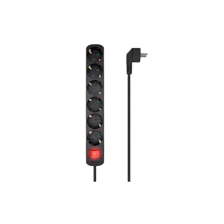 Regleta con Interruptor Aisens A154-0536/ 6 Tomas de Corriente/ Cable 1.4m/ Negro