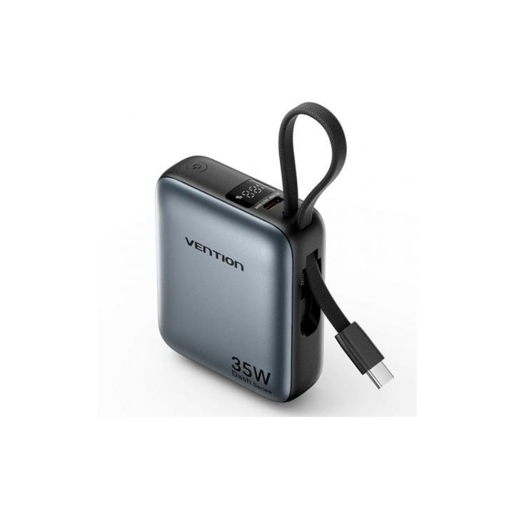 Powerbank 10000mAh Vention FHEH0/ 35W/ Gris/ Incluye Cable USB Tipo-C