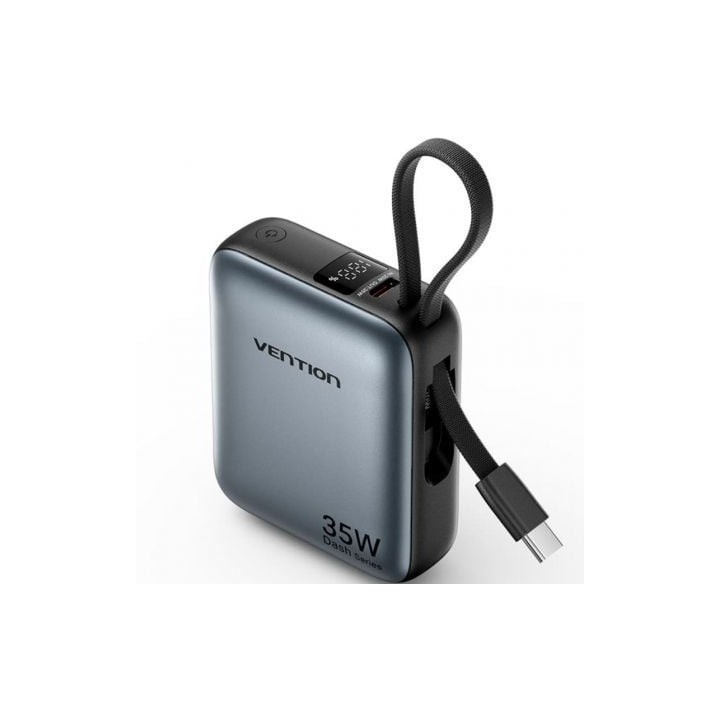 Powerbank 10000mAh Vention FHFH0/ 35W/ Gris/ Incluye Cable USB Tipo-C