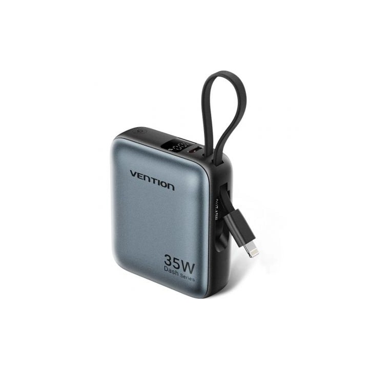 Powerbank 10000mAh Vention FHFN0/ 35W/ Gris/ Incluye Cable USB TIpo-C y Lightning