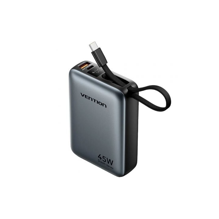Powerbank 20000mAh Vention FHGH0/ 45W/ Gris/ Incluye Cable USB Tipo-C
