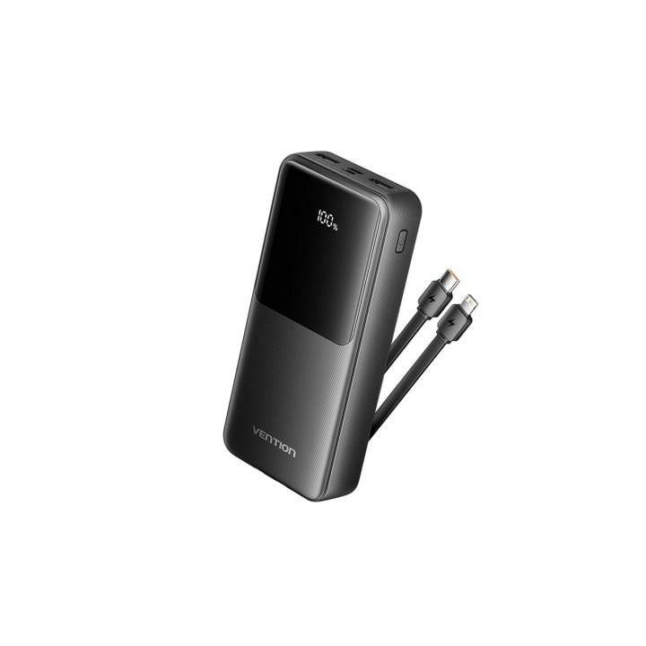 Powerbank 20000mAh Vention FHPB0/ 22.5W/ Negra/ Incluye Cable USB Tipo-C y Lightning