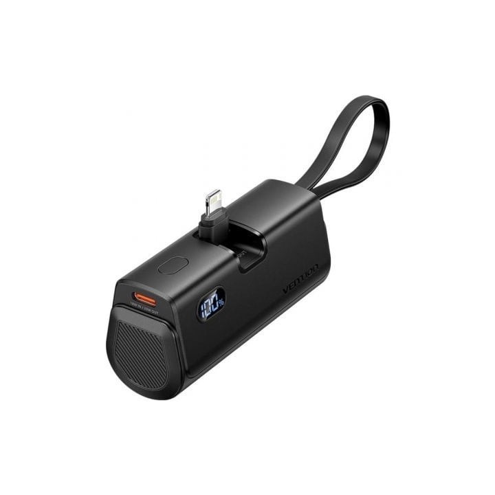 Powerbank 4800mAh Vention FHRB0/ 22.5W/ Negra/ Incluye Cable USB Tipo-C y Lightning