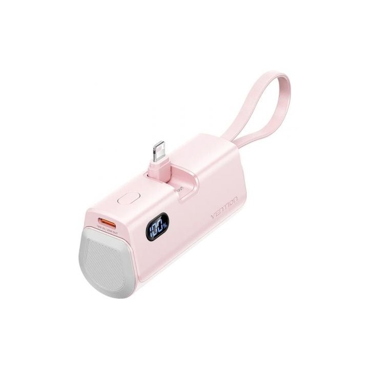 Powerbank 4800mAh Vention FHRP0/ 22.5W/ Rosa/ Incluye Cable USB Tipo-C y Lightning