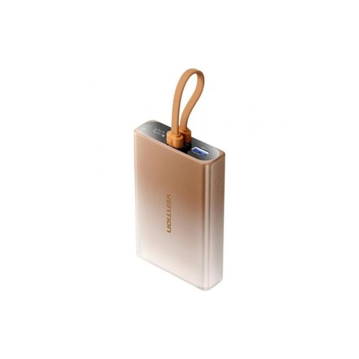Powerbank 10000mAh Vention FHZJ0/ 22.5W/ Oro/ Incluye Cable USB Tipo-C y Lightning