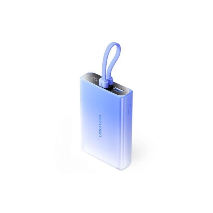 Powerbank 10000mAh Vention FHZL0/ 22.5W/ Azul/ Incluye Cable USB Tipo-C y Lightning