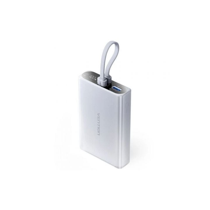 Powerbank 10000mAh Vention FHZM0/ 22.5W/ Gris/ Incluye Cable USB Tipo-C y Lightning