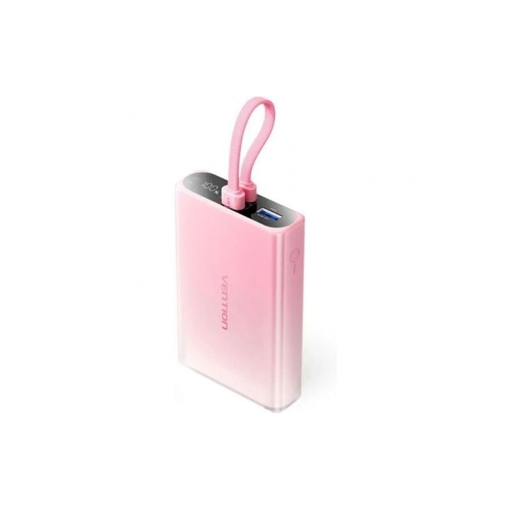 Powerbank 10000mAh Vention FHZP0/ 22.5W/ Rosa/ Incluye Cable USB Tipo-C y Lightning