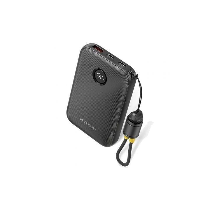 Powerbank 10000mAh Vention FKAB0-C/ 22.5W/ Negra/ Incluye Cable USB Tipo-C