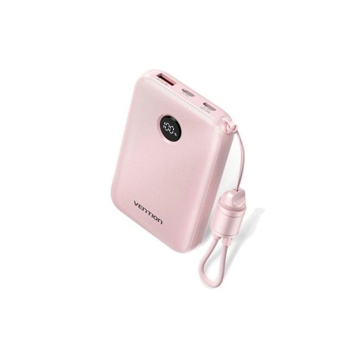 Powerbank 10000mAh Vention FKAP0-C/ 22.5W/ Rosa/ Incluye Cable USB Tipo-C
