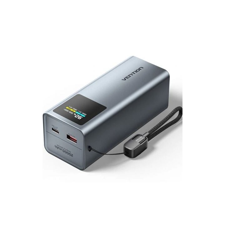 Powerbank 20000mAh Vention FKCH0/ 100W/ Gris/ Incluye Cable USB Tipo-C