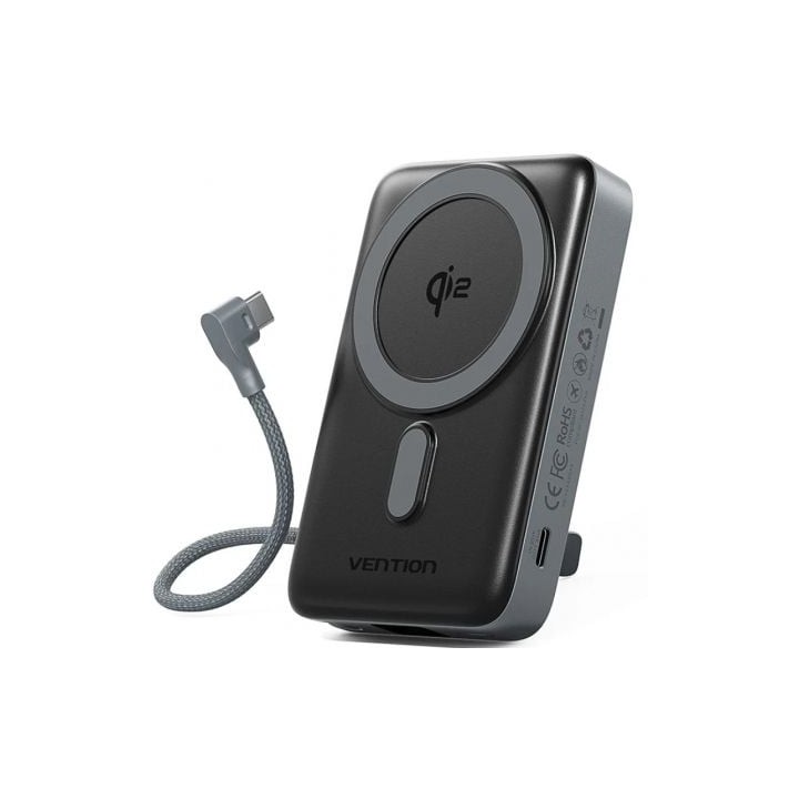 Powerbank 10000mAh Vention FKHH0/ 35W/ Wireless/ Gris/ Incluye Cable USB Tipo-C