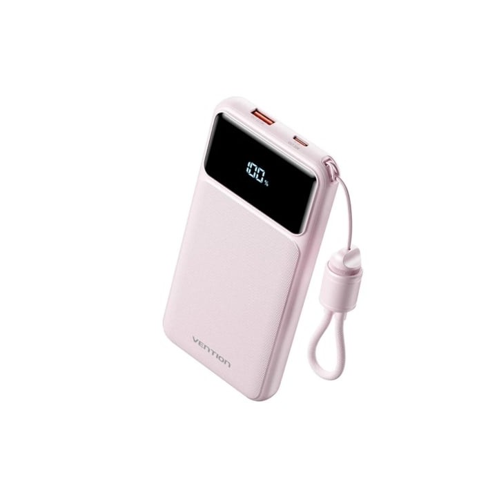 Powerbank 10000mAh Vention XGYP0-39-TY/ 22.5W/ Rosa/ Incluye Cable USB Tipo-C