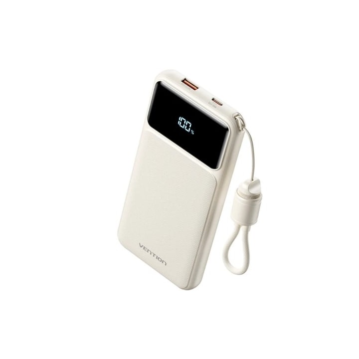 Powerbank 10000mAh Vention XGYW0-39-TY/ 22.5W/ Blanca/ Incluye Cable USB Tipo-C