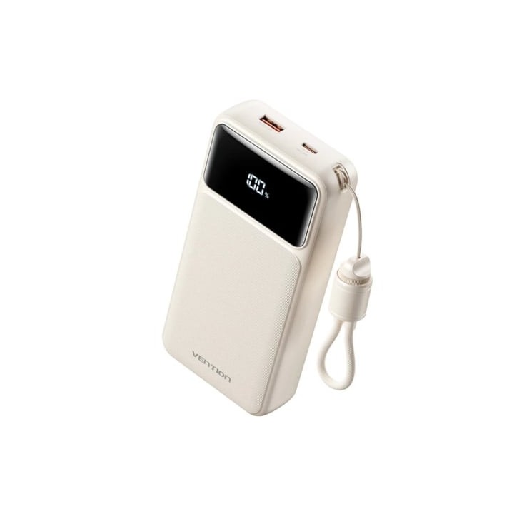Powerbank 20000mAh Vention XGYW0-40-TY/ 22.5W/ Blanca/ Incluye Cable USB Tipo-C