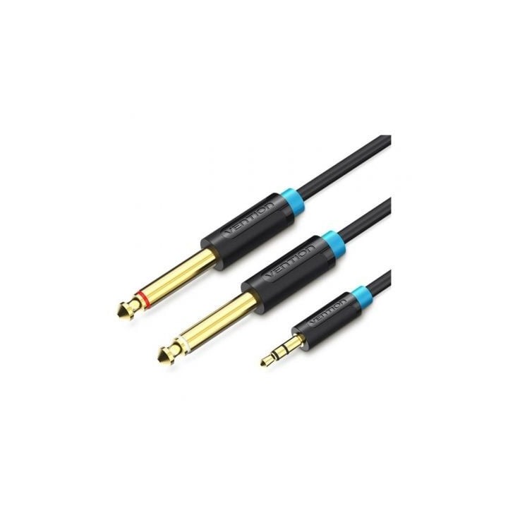 Cable Estéreo Vention BACBI/ Jack 3.5 Macho - 2x Jack 6.5 Macho/ 3m/ Negro