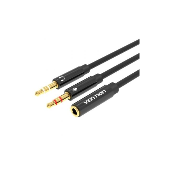Cable Estéreo Vention BBTBY/ 2x Jack 3.5 Macho - Jack 3.5 Hembra/ 30cm/ Negro