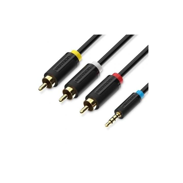 Cable Estéreo Vention BCBBG/ Jack 3.5 Macho - 3x RCA Macho/ 1.5m/ Negro