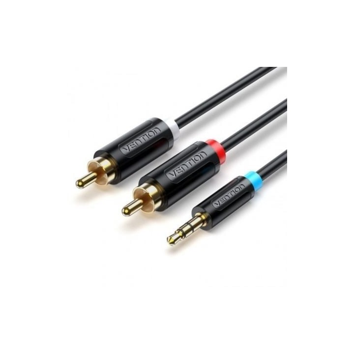 Cable Estéreo Vention BCLBH/ Jack 3.5 Macho - 2x RCA Macho/ 2m/ Negro