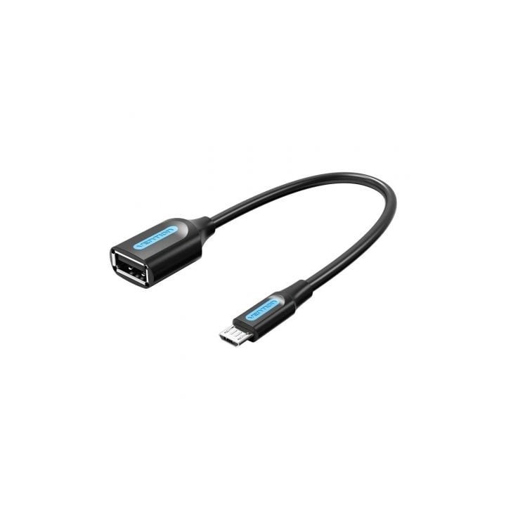 Cable USB 2.0 Vention CCUBB/ MicroUSB Macho - USB Hembra/ 480Mbps/ 15cm/ Negro