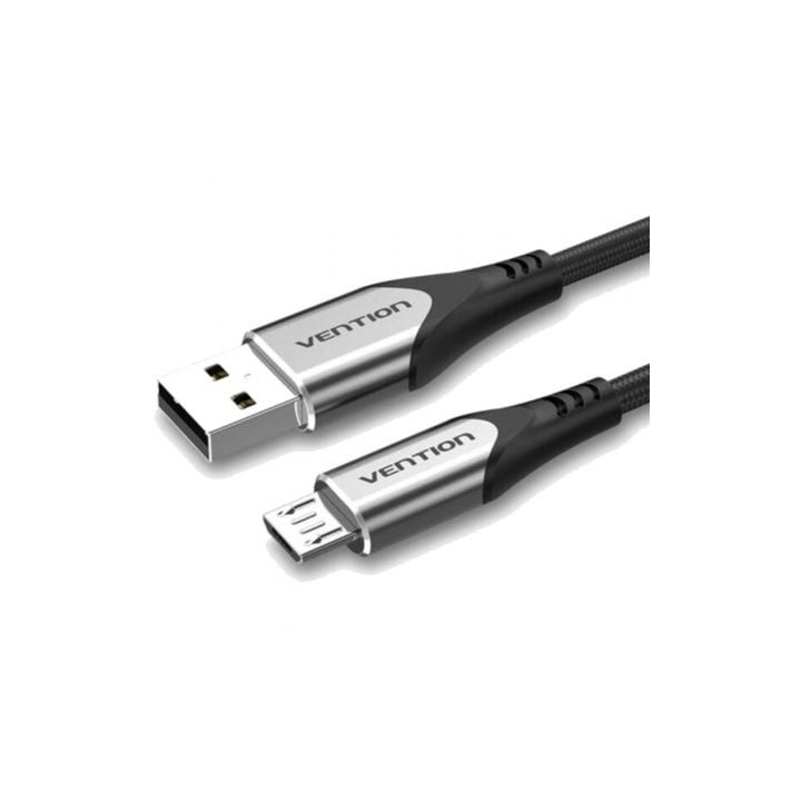 Cable USB 2.0 Vention COAHF/ USB Macho - MicroUSB Macho/ Hasta 60W/ 480Mbps/ 1m/ Gris