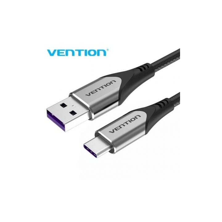 Cable USB 2.0 Tipo-C Vention COFHG/ USB Tipo-C Macho - USB Macho/ Hasta 100W/ 480Mbps/ 1.5m/ Gris