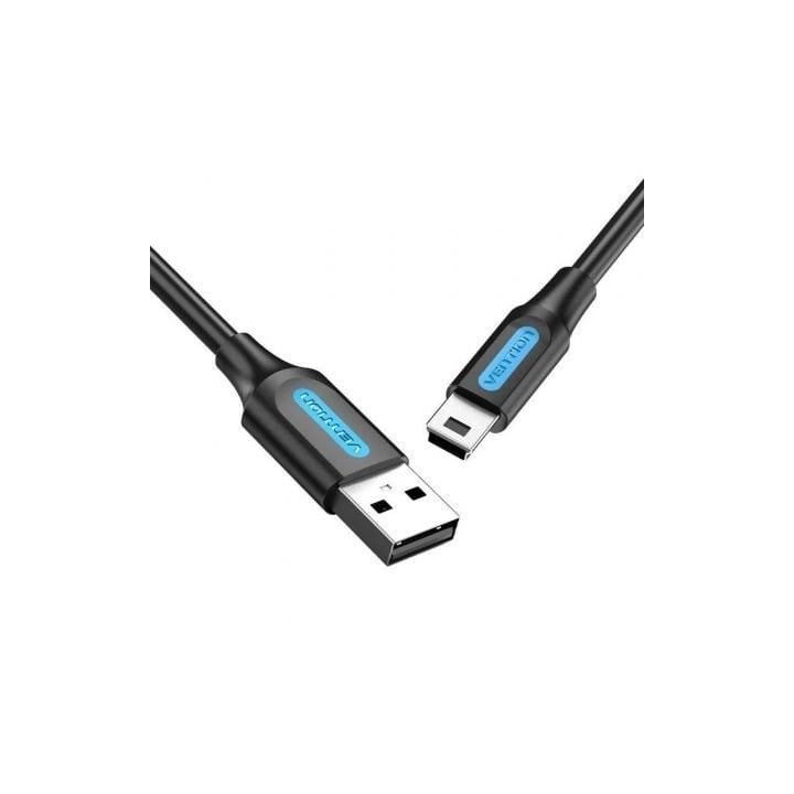 Cable USB 2.0 Vention COMBI/ USB Macho - MiniUSB Macho/ Hasta 10W/ 480Mbps/ 3m/ Negro