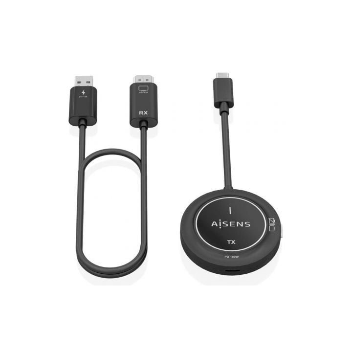 Adaptador/Transmisor de vídeo inalámbrico USB Tipo-C - HDMI Aisens ASWL-H2KC30M004-BK/ 100W