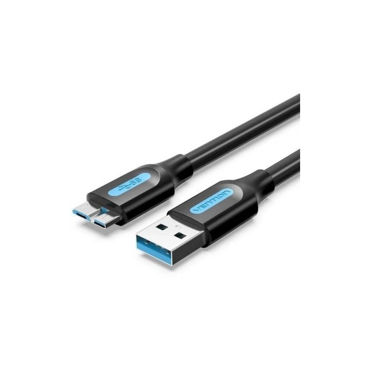 Cable USB 3.0 Vention COPBC/ USB Macho - MicroUSB Macho/ Hasta 10W/ 5Gbps/ 25cm/ Negro