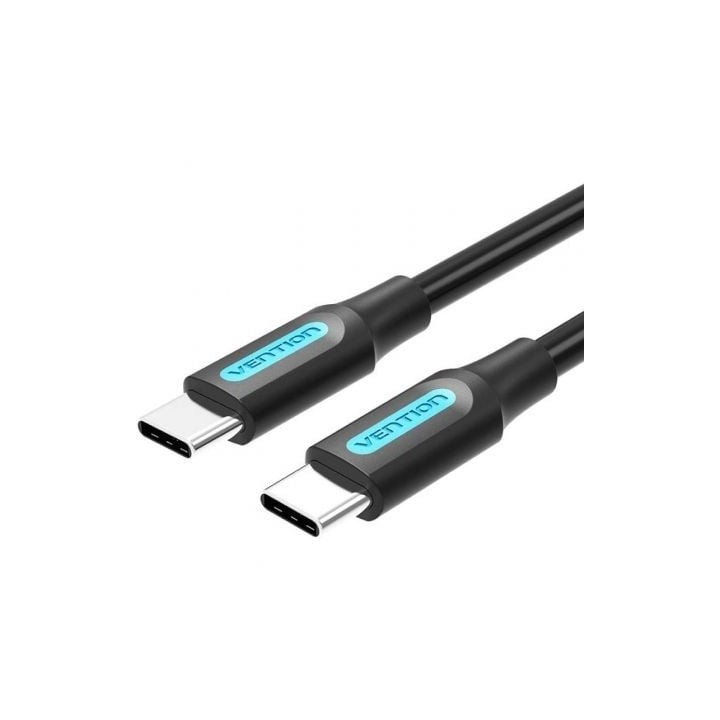 Cable USB 2.0 Tipo-C Vention COSBD/ USB Tipo-C Macho - USB Tipo-C Macho/ Hasta 60W/ 480Mbps/ 50cm/ Negro