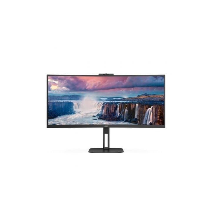 Monitor Profesional Curvo Ultrapanorámico AOC CU34V5CW/BK 34"/ UWQHD/ Webcam/ Multimedia/ Regulable en altura/ Negro