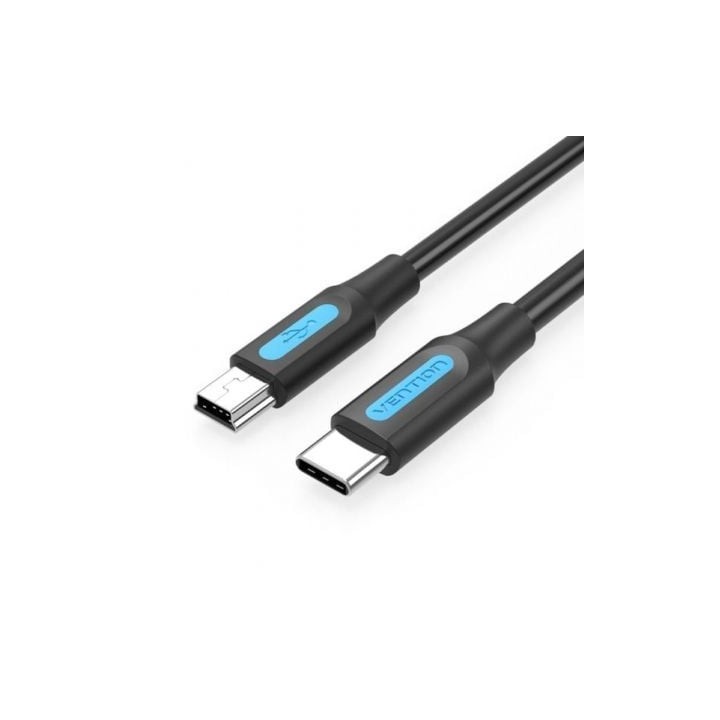 Cable USB 2.0 Tipo-C Vention COWBH/ USB Tipo-C Macho - MiniUSB Macho/ Hasta 10W/ 480Mbps/ 2m/ Negro